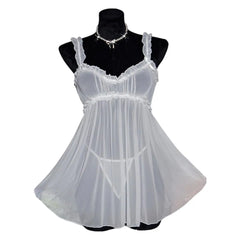 Adult White Lingerie Womens Underwear See Through Lace Nightdress And Panty Pijamas Sets Valentine's Day Gift Porn Lencería