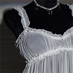 Adult White Lingerie Womens Underwear See Through Lace Nightdress And Panty Pijamas Sets Valentine's Day Gift Porn Lencería