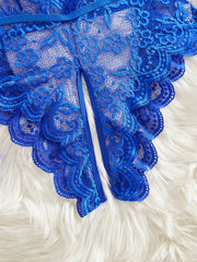 Babydoll Deep V Hollow Out Halter Bodysuit Woman Lingerie Body Transparent Lace Erotic Crotchless Intimate Fetish Pajamas