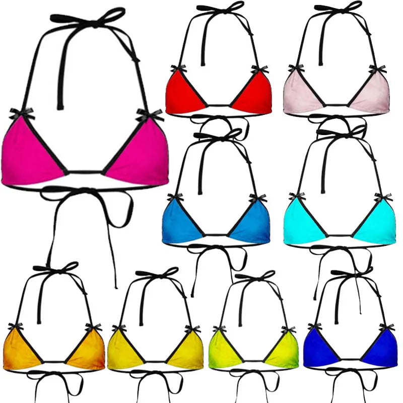 Bikini Bralette Swimsuit Cute Underwear Set with Butterfly Knot Ties Adjustable Straps Fun Lingerie Sleepwear Combo