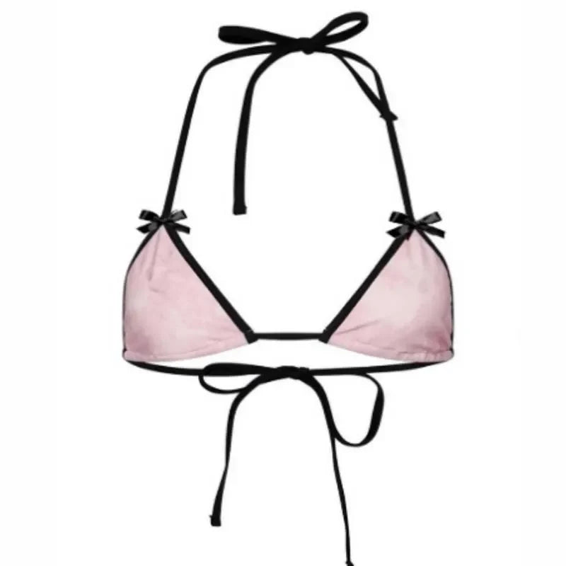 Bikini Bralette Swimsuit Cute Underwear Set with Butterfly Knot Ties Adjustable Straps Fun Lingerie Sleepwear Combo
