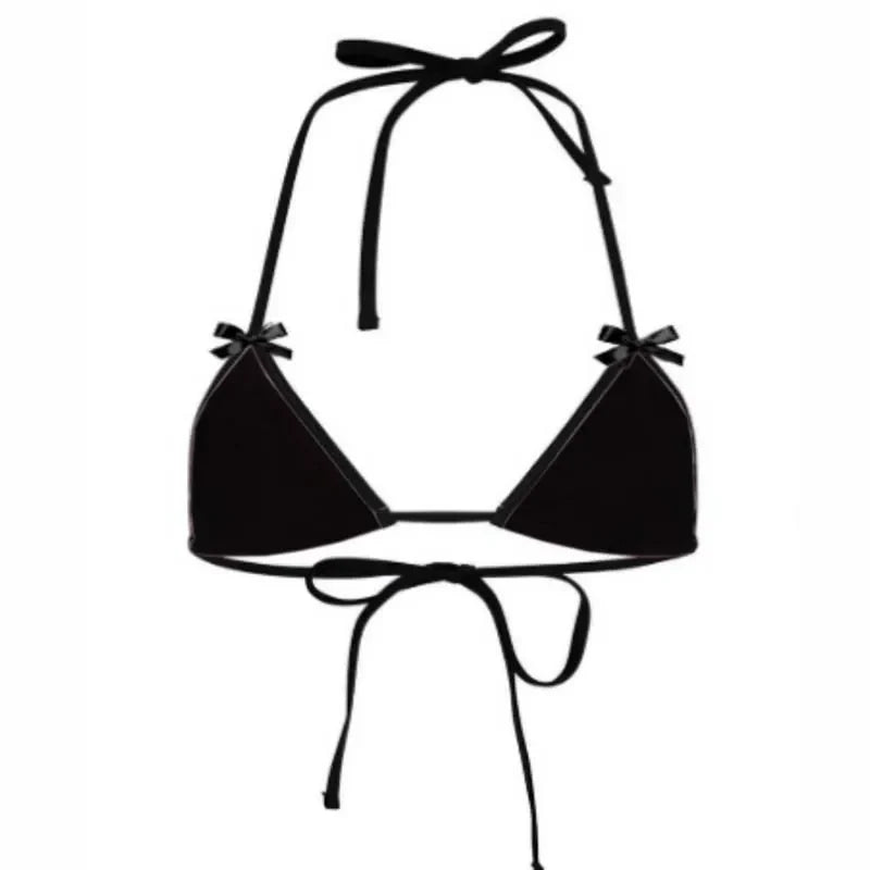 Bikini Bralette Swimsuit Cute Underwear Set with Butterfly Knot Ties Adjustable Straps Fun Lingerie Sleepwear Combo