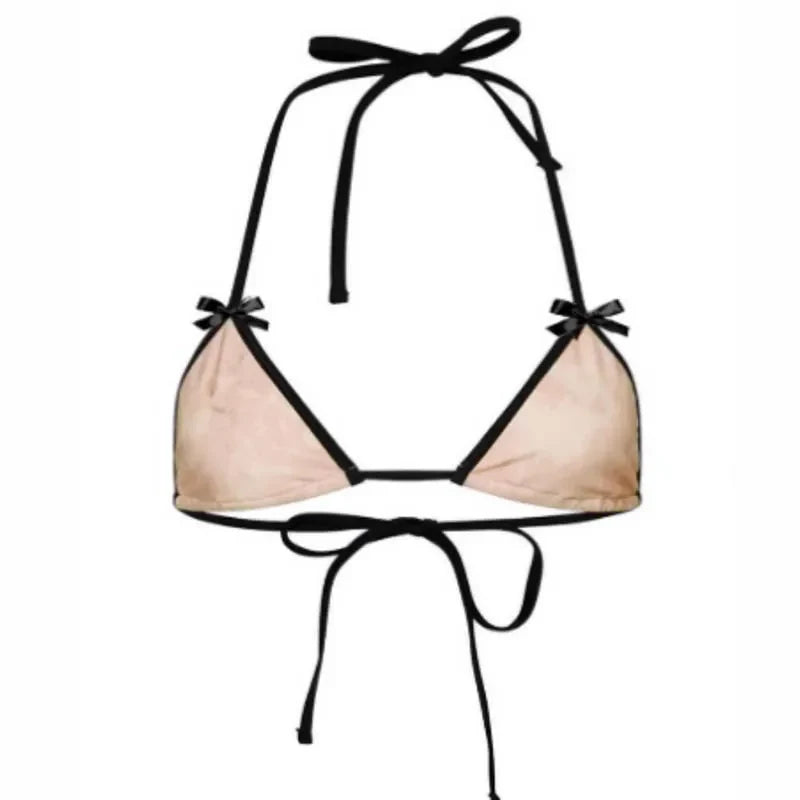 Bikini Bralette Swimsuit Cute Underwear Set with Butterfly Knot Ties Adjustable Straps Fun Lingerie Sleepwear Combo