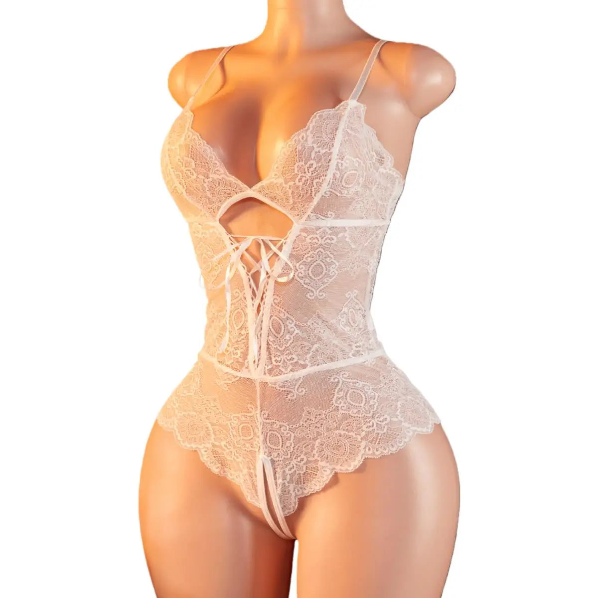 Black Crotchless Lingerie Lace Bra Set Transparent Erotic Costumes Deep V Hollow Out Backless Woman Underwear Sets