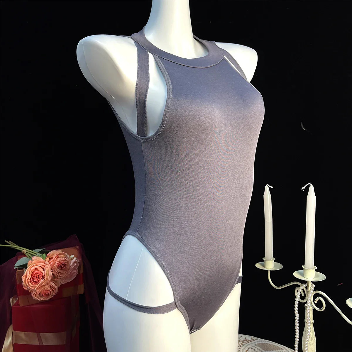 Crotchless Lingerie Hollow Sexiest Bodysuit Erotic Costumes Baby Doll Dress Elastic Porn Underwear Open Crotch Outfit