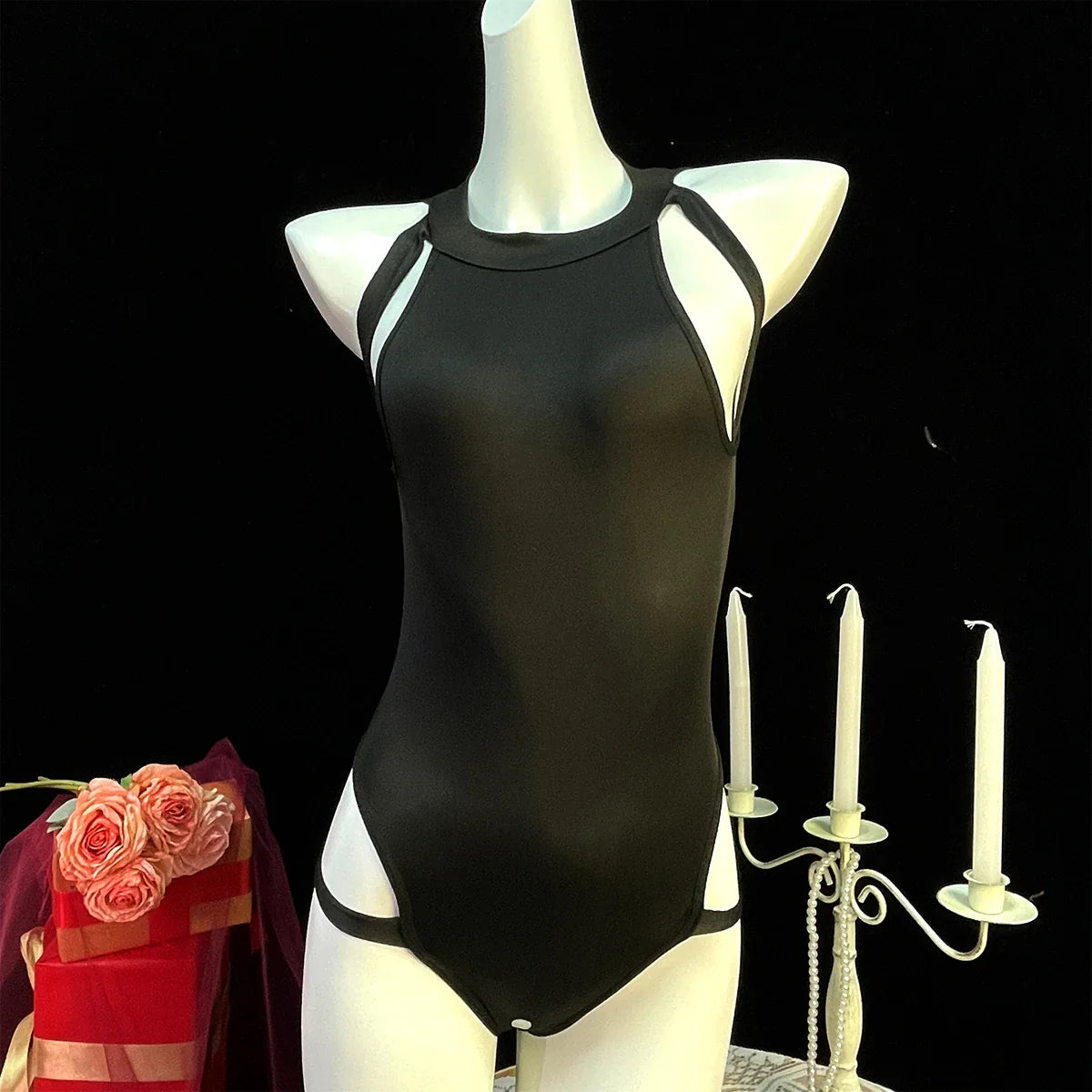 Crotchless Lingerie Hollow Sexiest Bodysuit Erotic Costumes Baby Doll Dress Elastic Porn Underwear Open Crotch Outfit