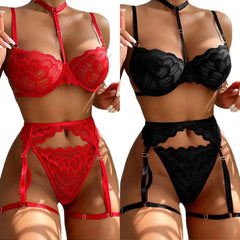 Erotic Lingerie Bra Garters Thongs Patchwork See Through Lingerie Set Ladies Underwear Set Porn Costumes