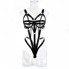 Hollow Out Bandage One Piece Bodysuit Erotic Body Sissy