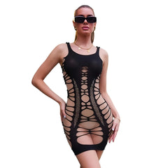 Hollow out Strap Bodysuit Elastic Fun Butt Covering Sleep Dress Lingerie