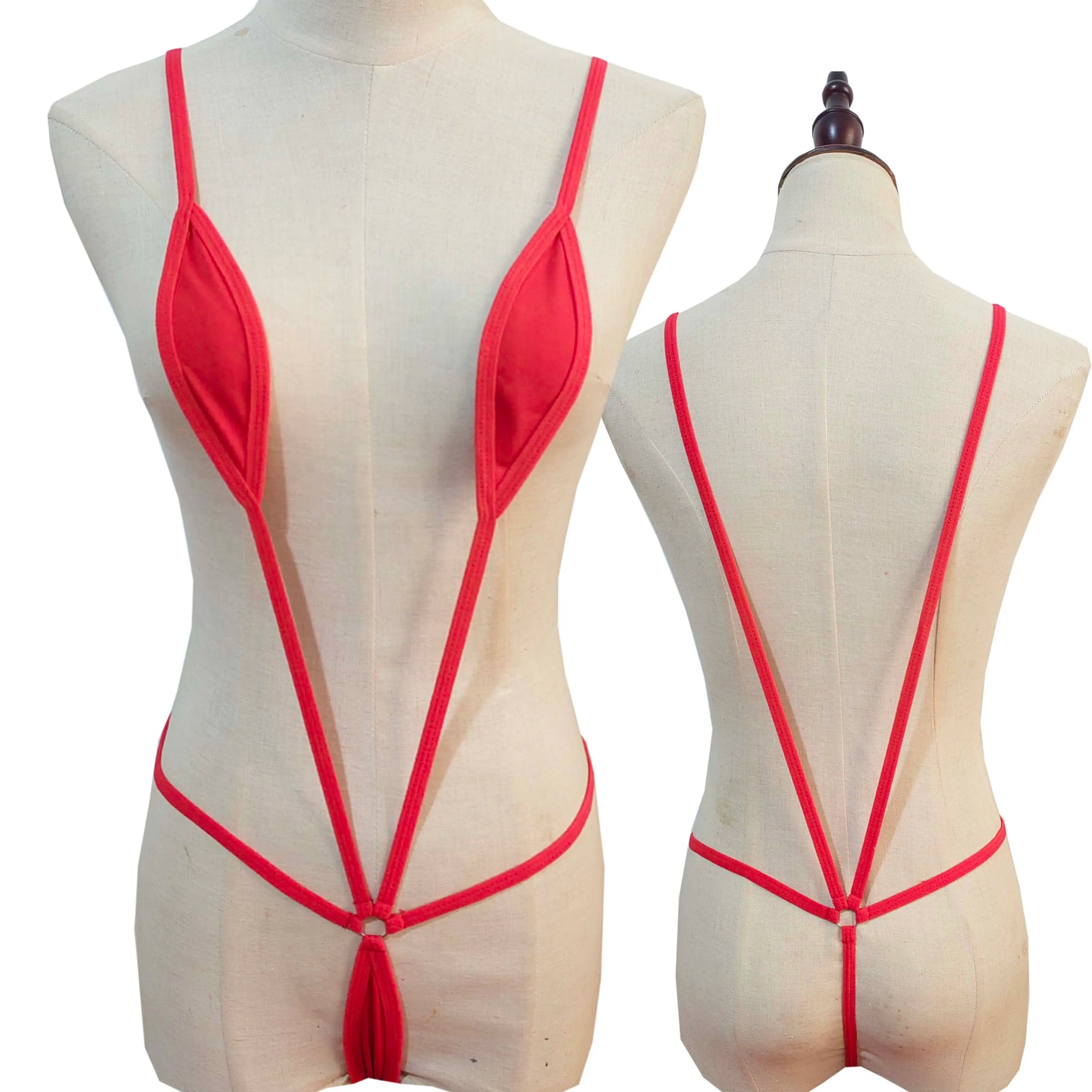 Japanese Style Three-Point One-Piece Swimsuit Deep V Bikini Seductive Underwear Set