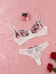 Lace Lingerie Bra And Panty Sets Underwear Flower Embroidery Bralette Set