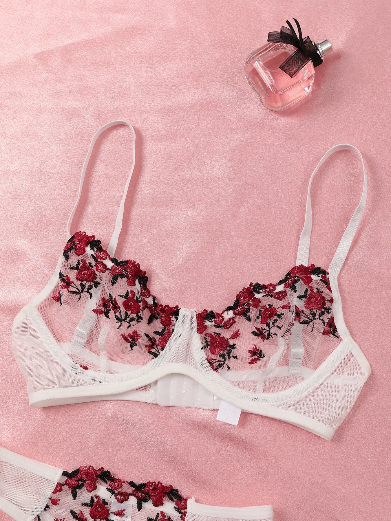 Lace Lingerie Bra And Panty Sets Underwear Flower Embroidery Bralette Set
