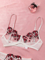 Lace Lingerie Bra And Panty Sets Underwear Flower Embroidery Bralette Set