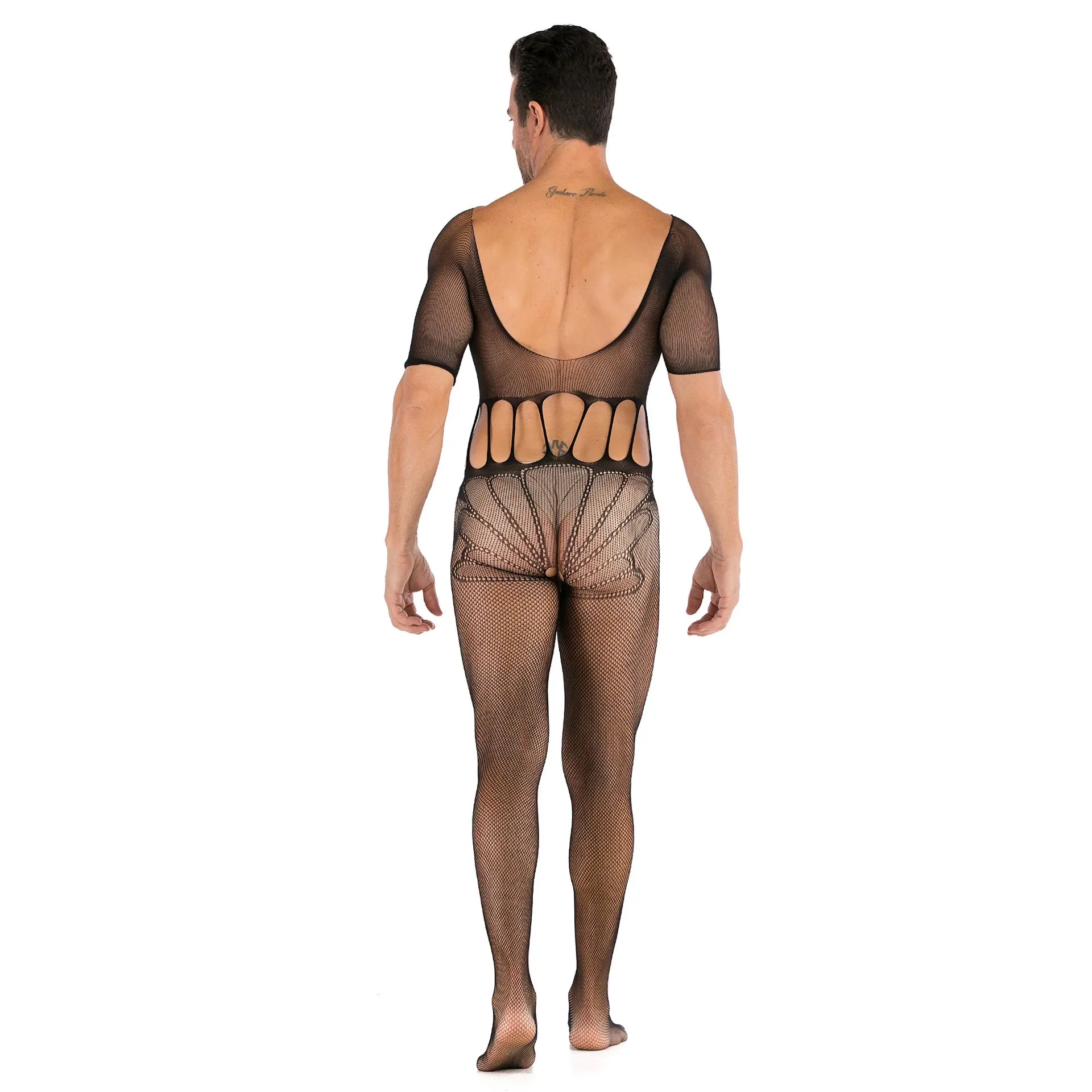 Lattice Net Stockings Open-Crotch Short-Sleeve One-Piece Net Clothes Men's Sleepwear Breathable Underwear Men's Thong