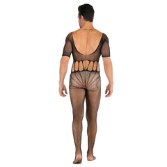 Lattice Net Stockings Open-Crotch Short-Sleeve One-Piece Net Clothes Men's Sleepwear Breathable Underwear Men's Thong