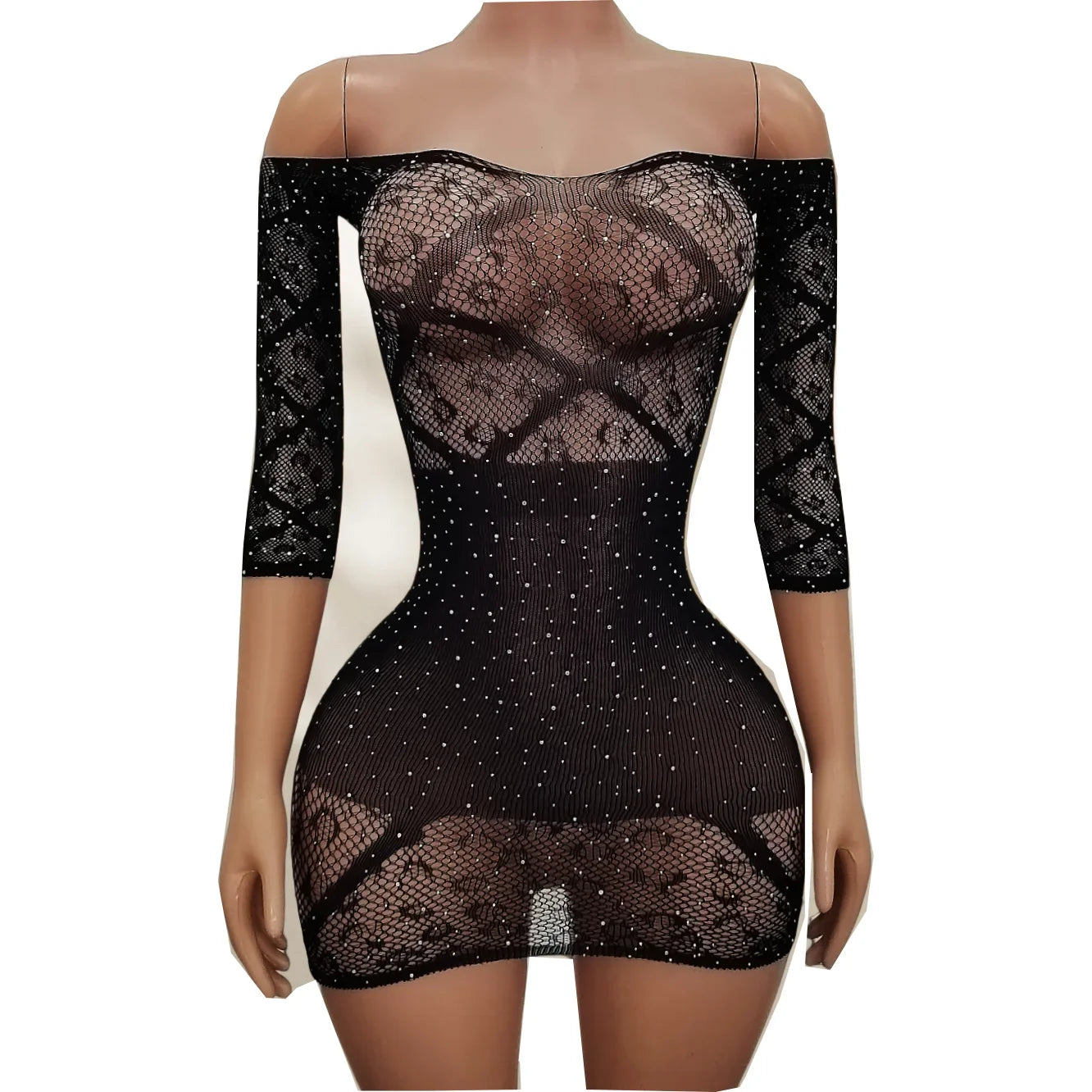 Leopard Print Dress with Rhinestones And Plaid Wrap around Backless Shoulderless Sleepwear