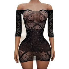 Leopard Print Dress with Rhinestones And Plaid Wrap around Backless Shoulderless Sleepwear