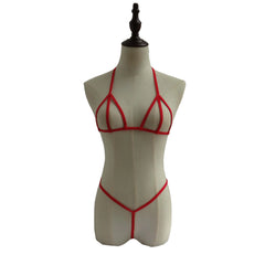 Lingerie 2 Piece Halter Neck Bikini underwear Set Mini Bikini Open Micro Bra Top Briefs Panties