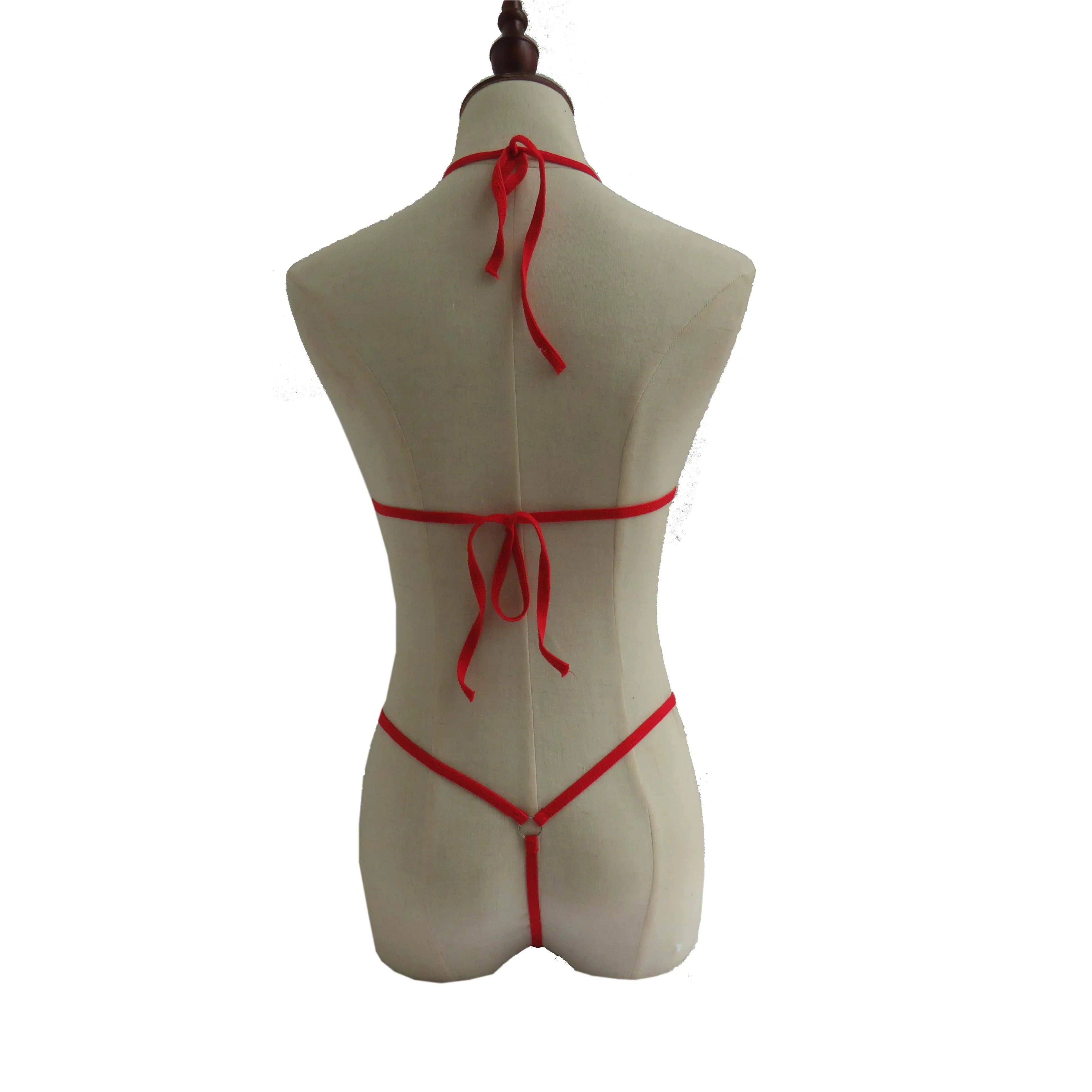 Lingerie 2 Piece Halter Neck Bikini underwear Set Mini Bikini Open Micro Bra Top Briefs Panties