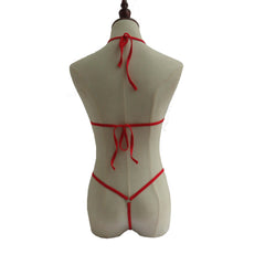 Lingerie 2 Piece Halter Neck Bikini underwear Set Mini Bikini Open Micro Bra Top Briefs Panties