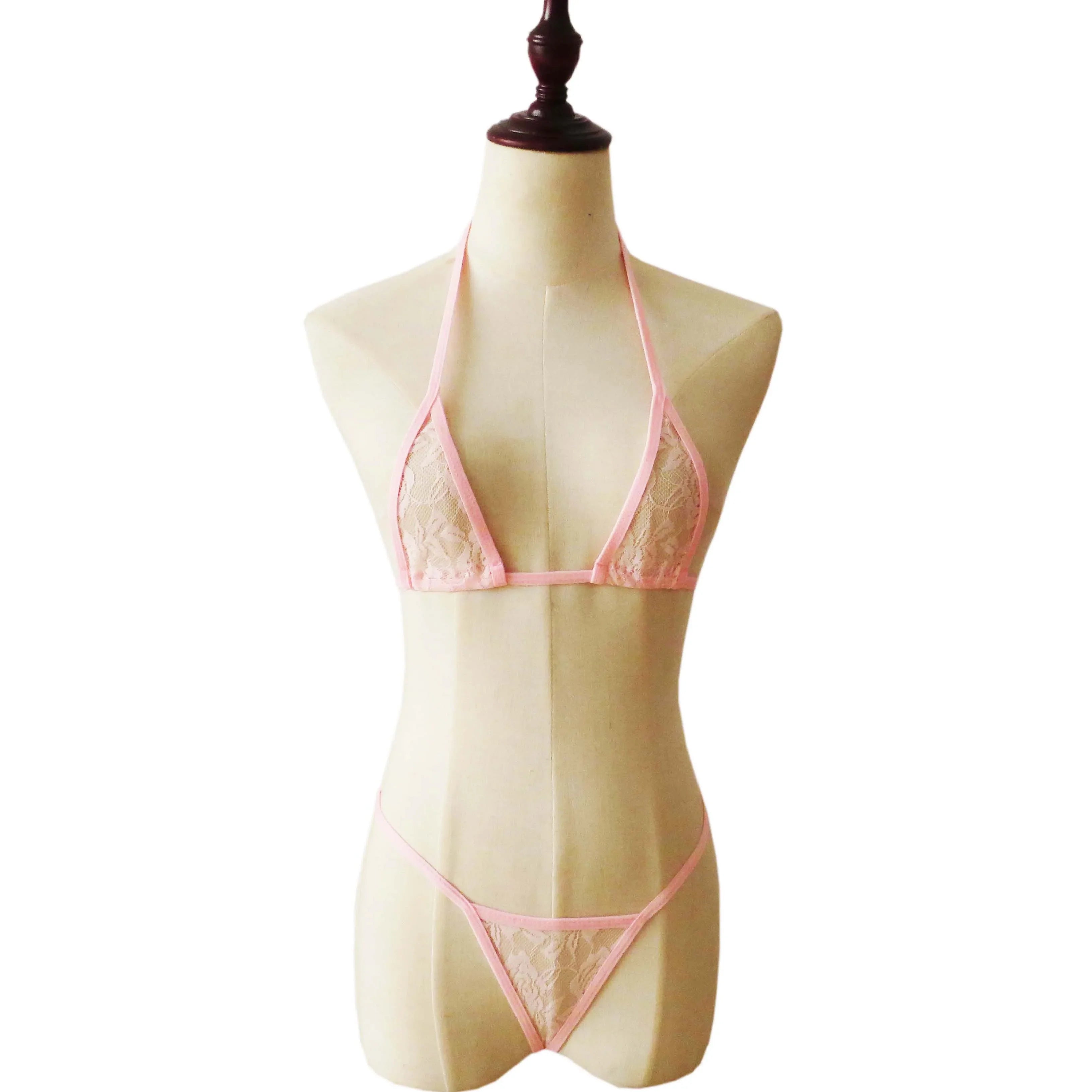 Lingerie Bikini Lingerie Set Mini Bikini Open Micro Bra Top Briefs Panties