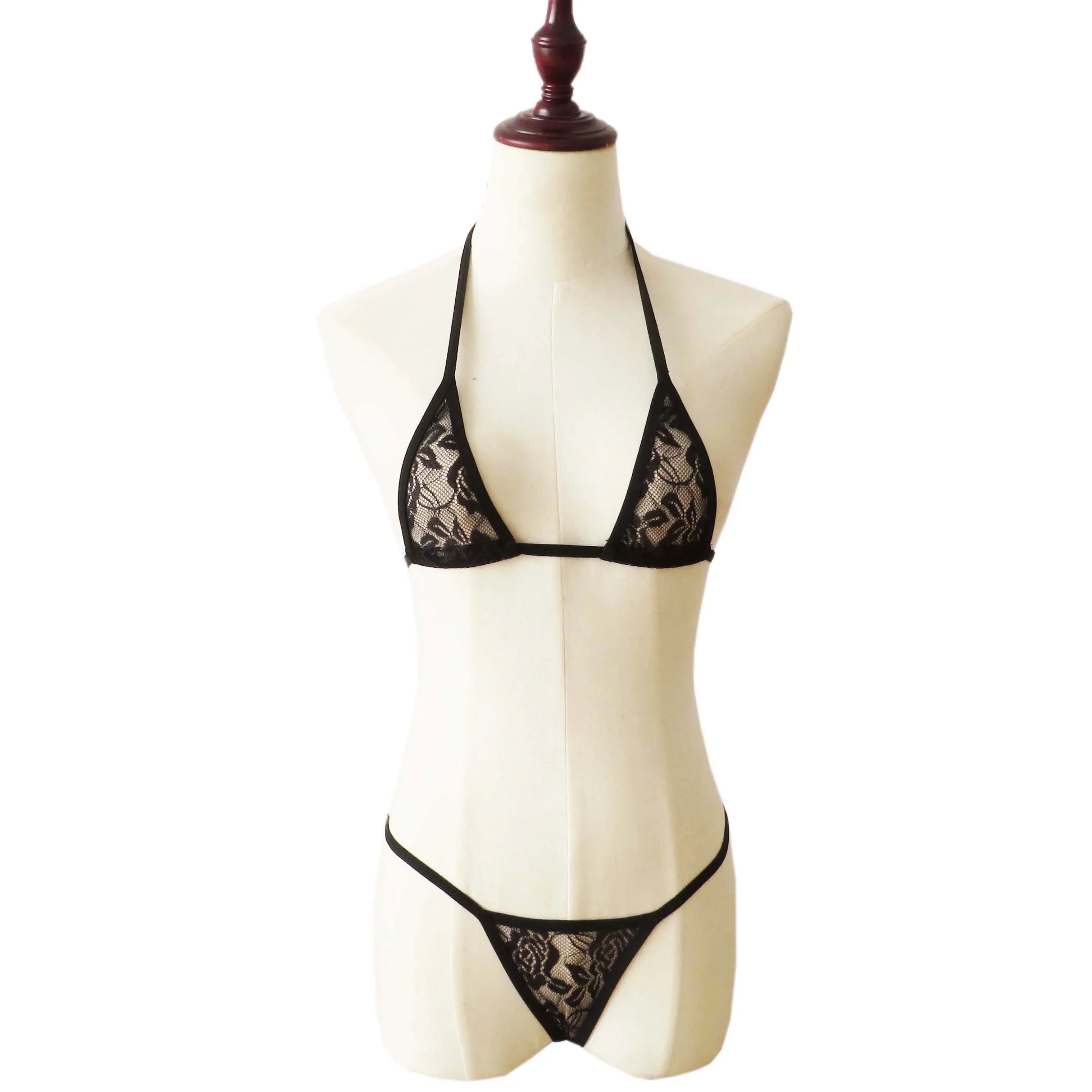 Lingerie Bikini Lingerie Set Mini Bikini Open Micro Bra Top Briefs Panties