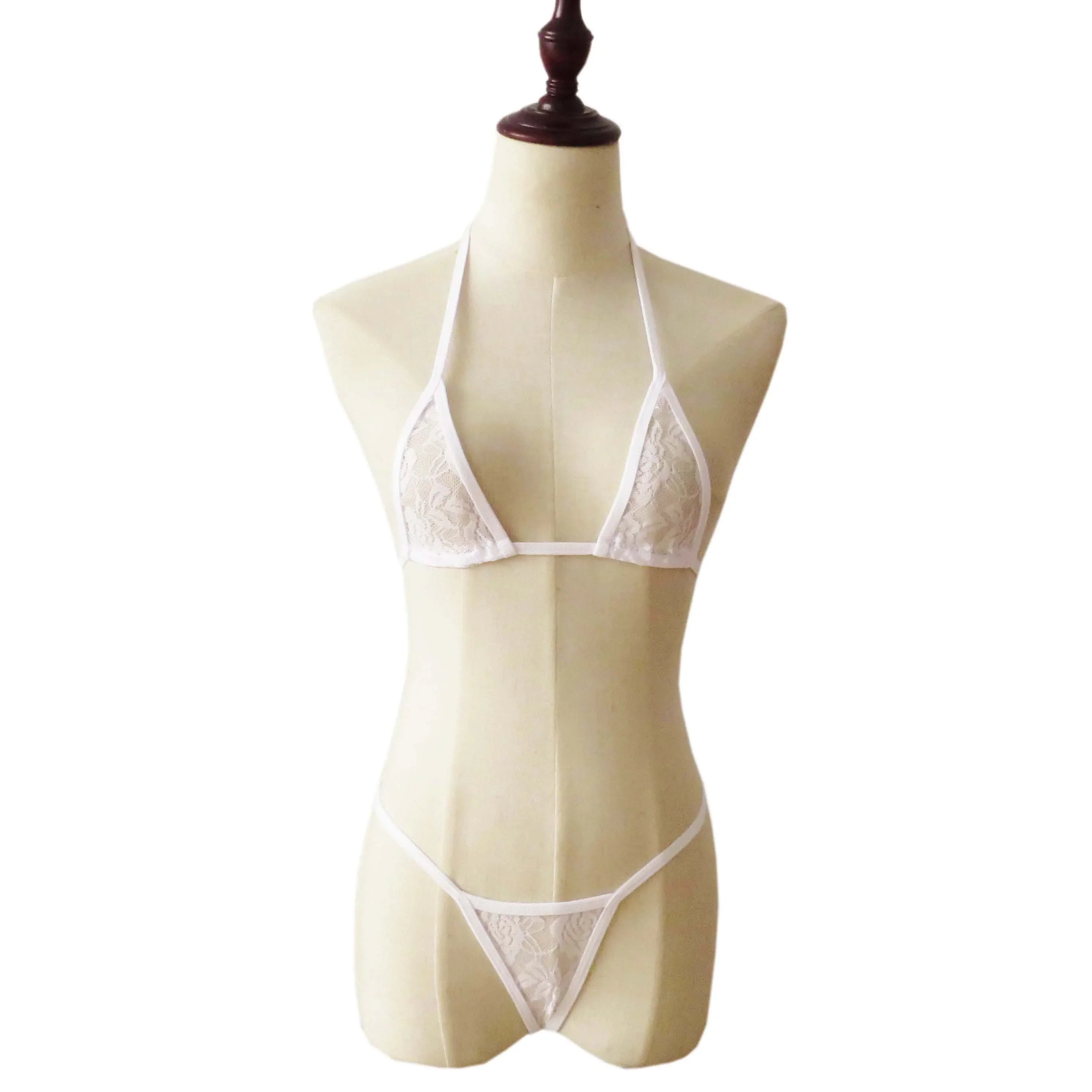 Lingerie Bikini Lingerie Set Mini Bikini Open Micro Bra Top Briefs Panties