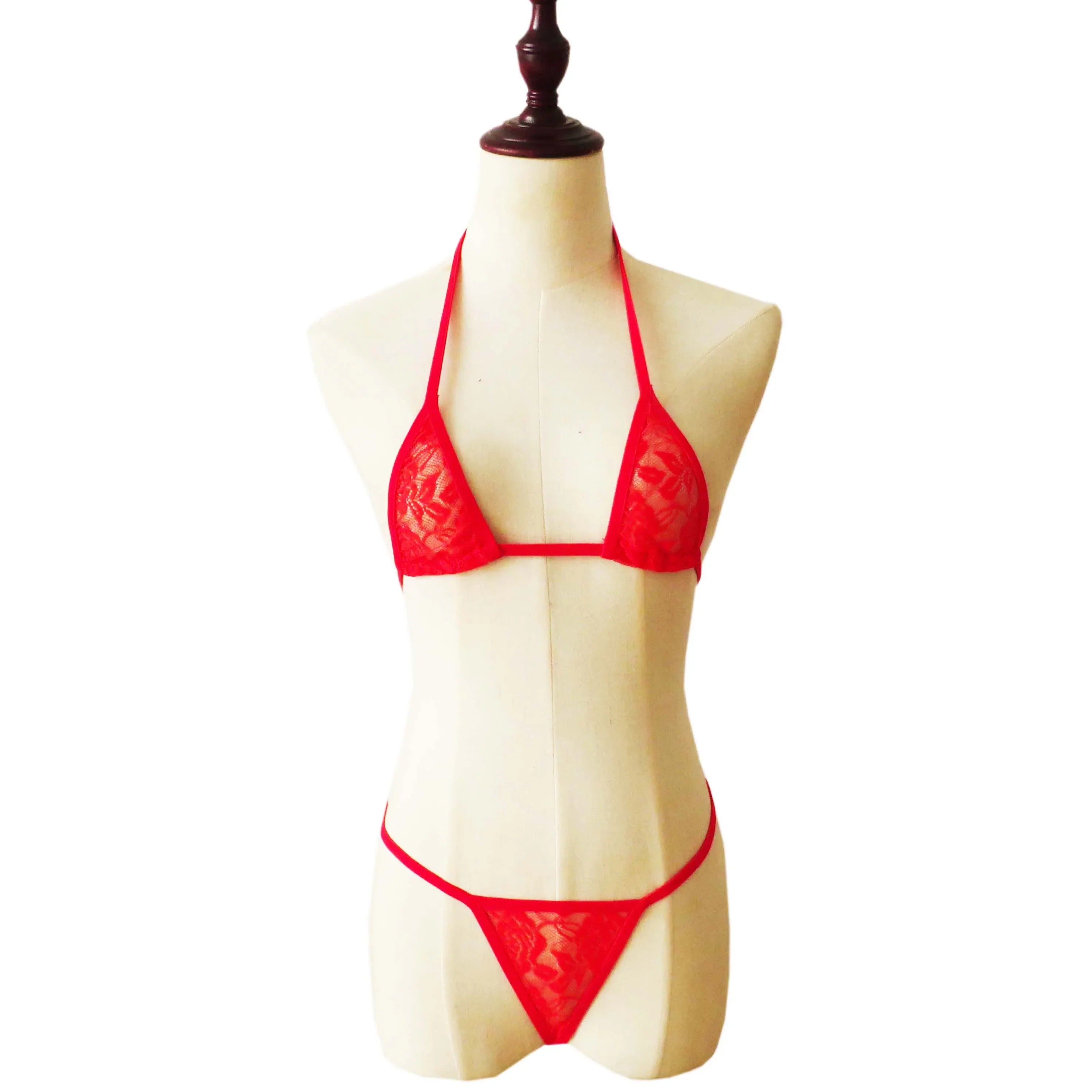 Lingerie Bikini Lingerie Set Mini Bikini Open Micro Bra Top Briefs Panties