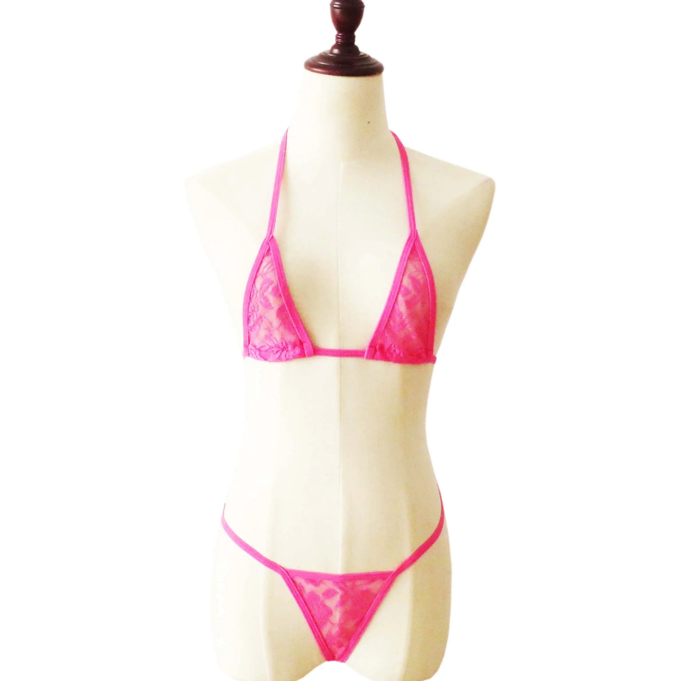 Lingerie Bikini Lingerie Set Mini Bikini Open Micro Bra Top Briefs Panties