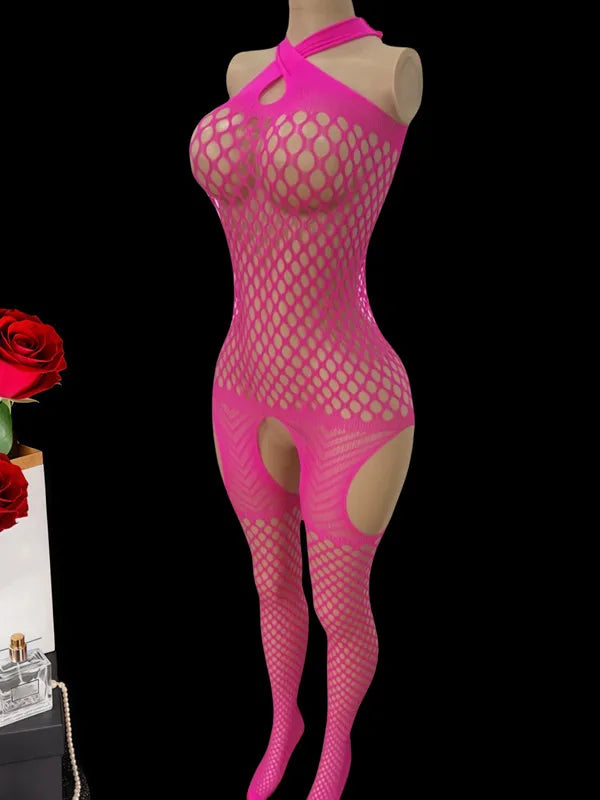 Lingerie Bodystockings Teddy Fishnet Open Crotch Catsuit Mesh Tights Lingerie Mesh Jumpsuit Bodysuit Fit
