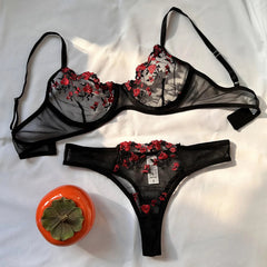 Lingerie Fancy Lace Eroticу Set Woman 2 Pieces Transparent Underwear Embroidery Erotic Beautiful Bra And Panty Sets