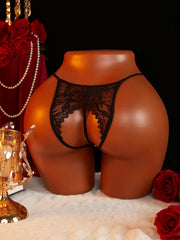 Lingerie Open Crotch G-String Panties Satin Lace Porno Underwear Valentine's Day Gift