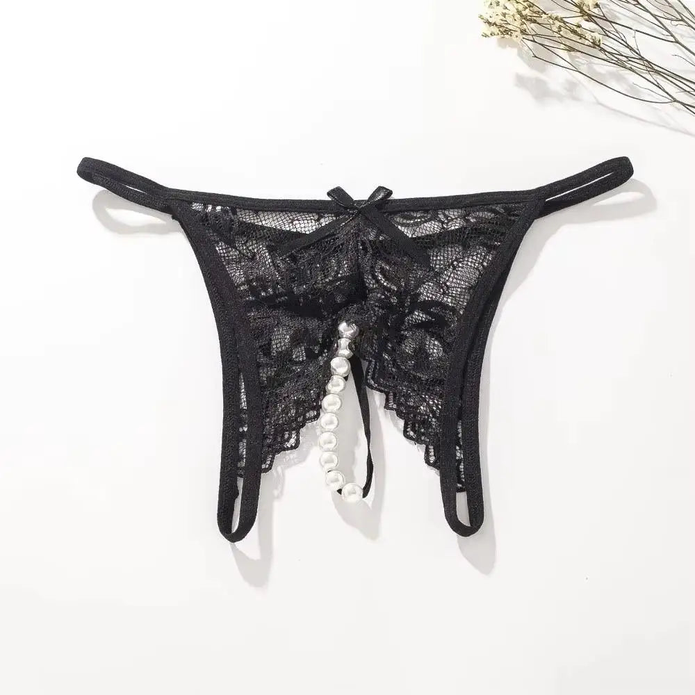 Lingerie Open Crotch G-String Panties Satin Lace Porno Underwear Valentine's Day Gift