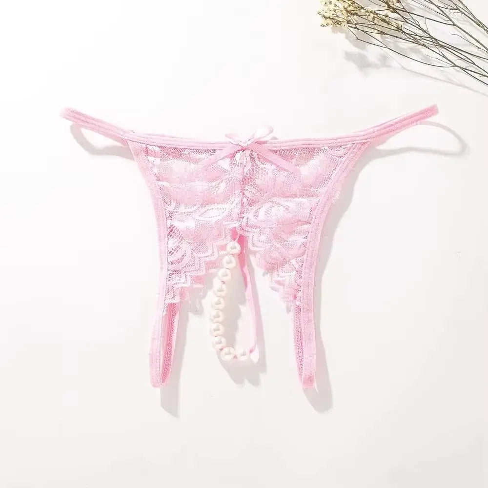 Lingerie Open Crotch G-String Panties Satin Lace Porno Underwear Valentine's Day Gift