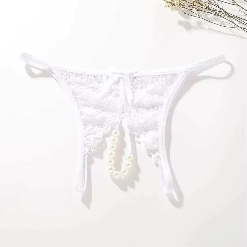 Lingerie Open Crotch G-String Panties Satin Lace Porno Underwear Valentine's Day Gift