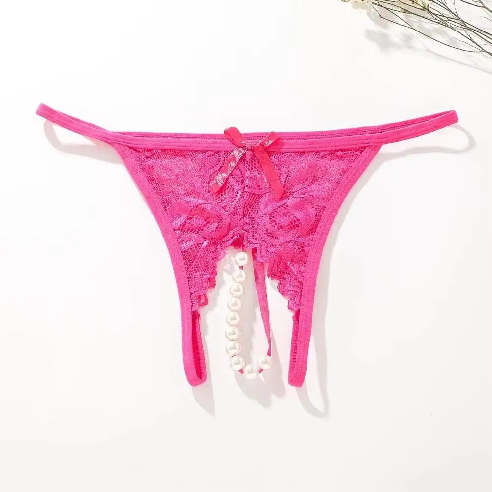 Lingerie Open Crotch G-String Panties Satin Lace Porno Underwear Valentine's Day Gift