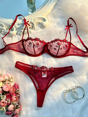 Lingerie Romantic Fancy Eroticу Set Woman 2 Pieces Transparent Underwear Embroidery Cute Beautiful Bra And Panty Sets