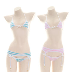 Lolita Kawaii Mini Bra Panties Set Triangle Micro Bikini Set Japanese Anime Bathing Suit Highcut Swimwear