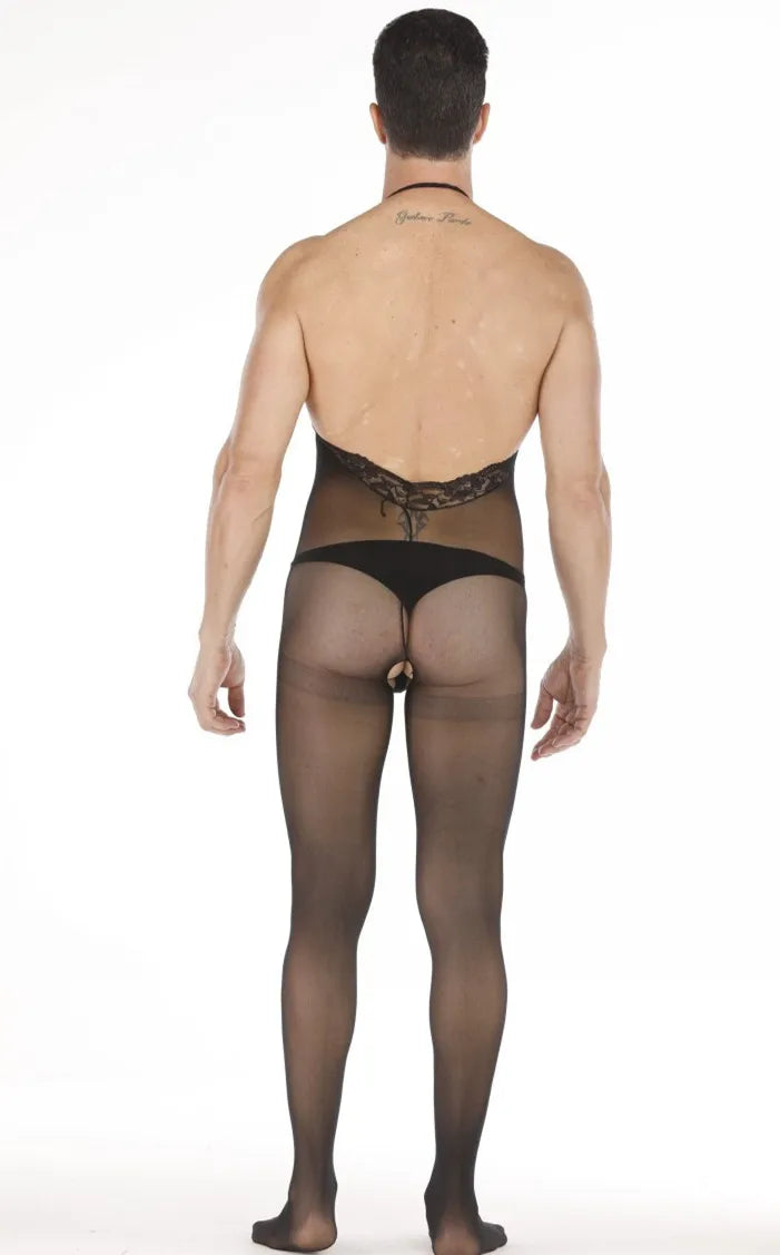 Men's One-Piece Lace See-Through Hanger Neck Invitation Uni