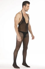 Men's One-Piece Lace See-Through Hanger Neck Invitation Uni