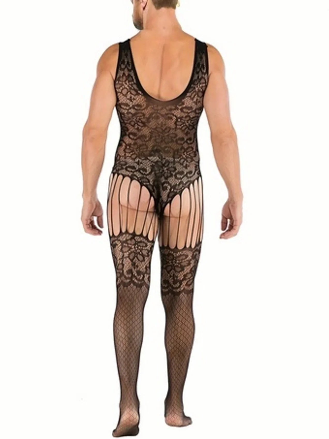 Muscle Men's Mesh Bodysuit Net Stockings Male Version See-through Sleepwear Erotic Net Clothing Men's Fashion Underwear