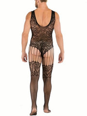 Muscle Men's Mesh Bodysuit Net Stockings Male Version See-through Sleepwear Erotic Net Clothing Men's Fashion Underwear