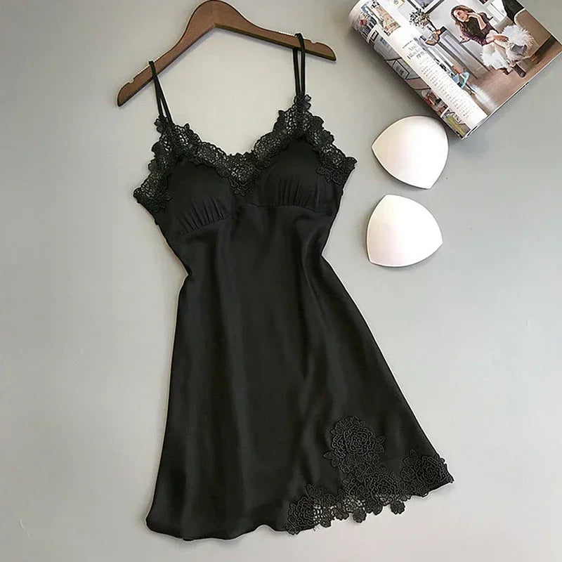 Pajamas Silk Suspender Nightdress Ladies Spring And Summer Ice Silk Thin Halter Home Service Satin Night Dresses