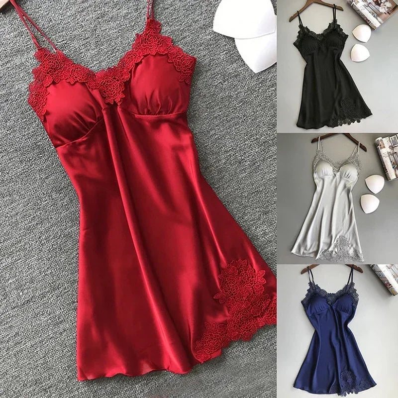 Pajamas Silk Suspender Nightdress Ladies Spring And Summer Ice Silk Thin Halter Home Service Satin Night Dresses