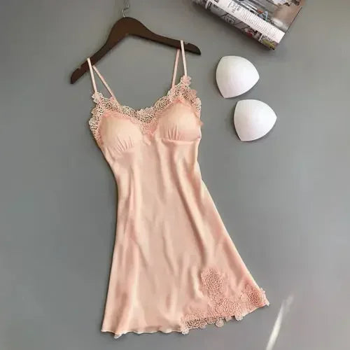 Pajamas Silk Suspender Nightdress Ladies Spring And Summer Ice Silk Thin Halter Home Service Satin Night Dresses