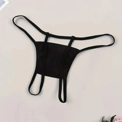 Silhouette & Slogan Print Thongs Seamless Open Crotch Intimates Panties Erotic Outfits Crotchless G Strings
