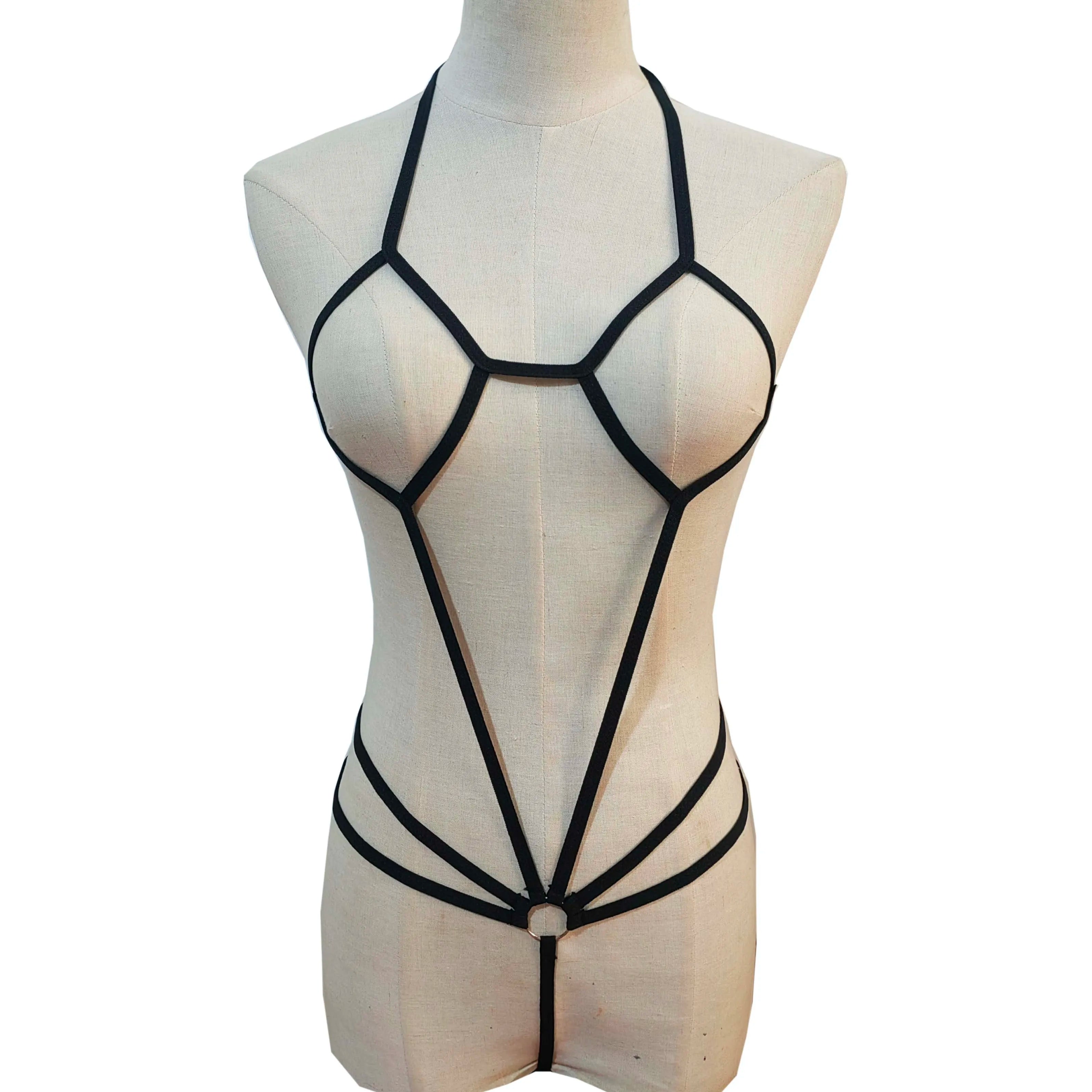 Strapless Mini Bikini Swimwear Set Hollow out Detail Three-Point Lingerie Cross-Border Nightgown with Bowtie