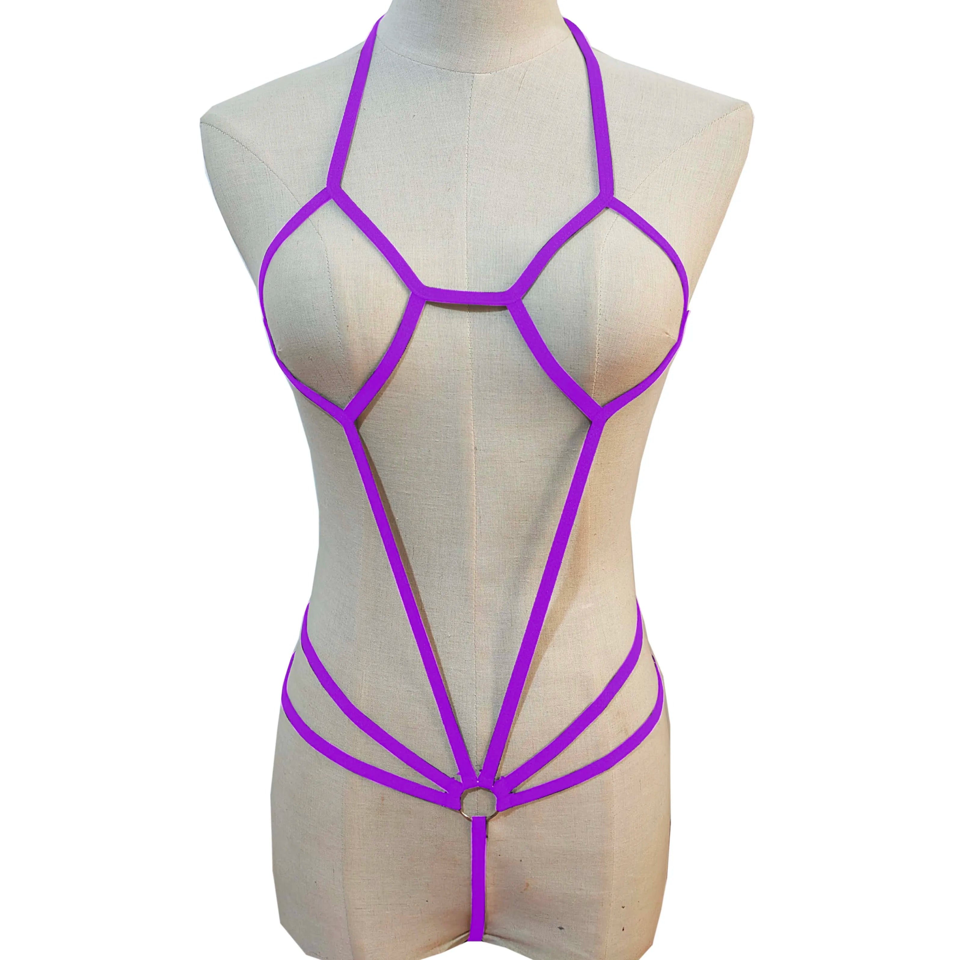 Strapless Mini Bikini Swimwear Set Hollow out Detail Three-Point Lingerie Cross-Border Nightgown with Bowtie
