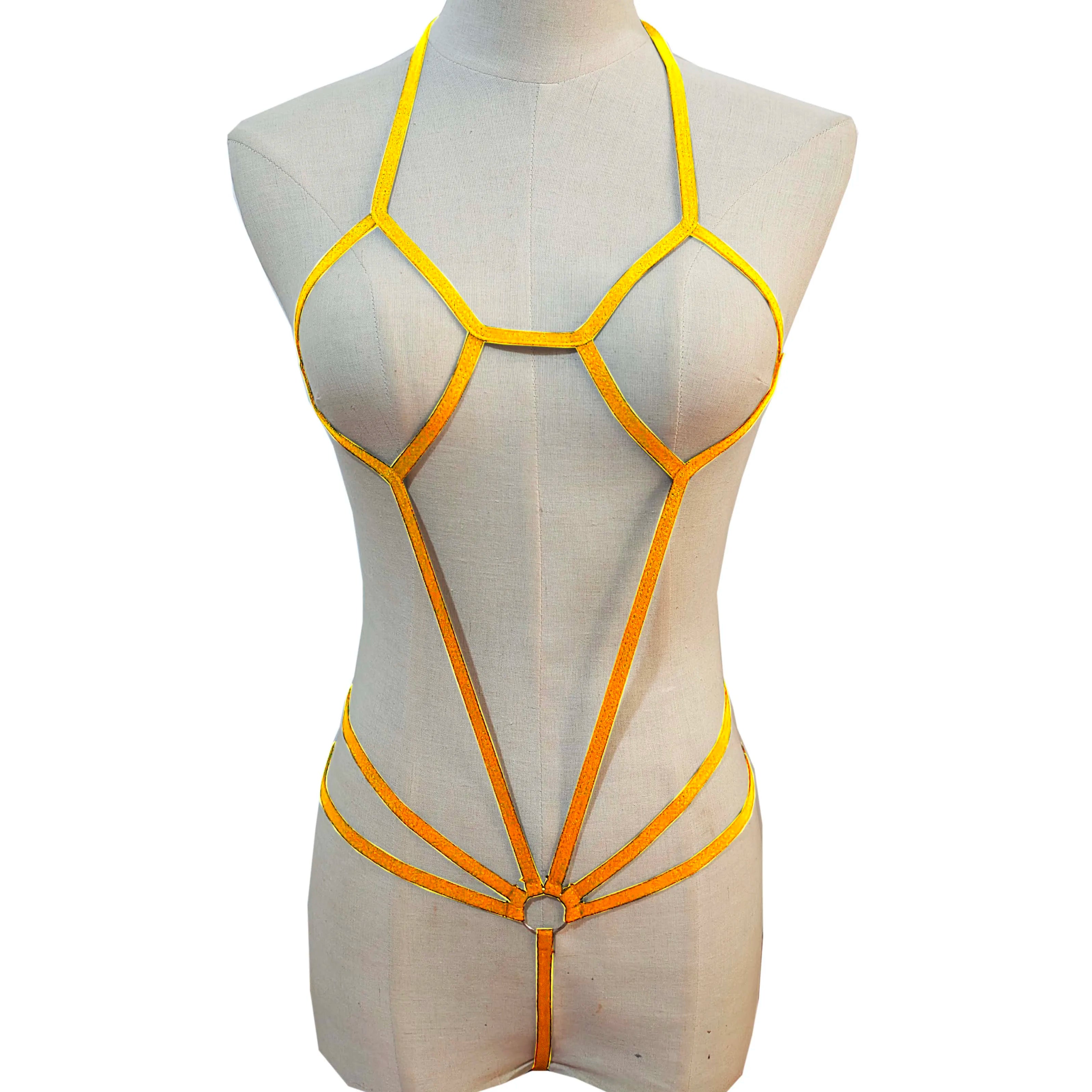 Strapless Mini Bikini Swimwear Set Hollow out Detail Three-Point Lingerie Cross-Border Nightgown with Bowtie