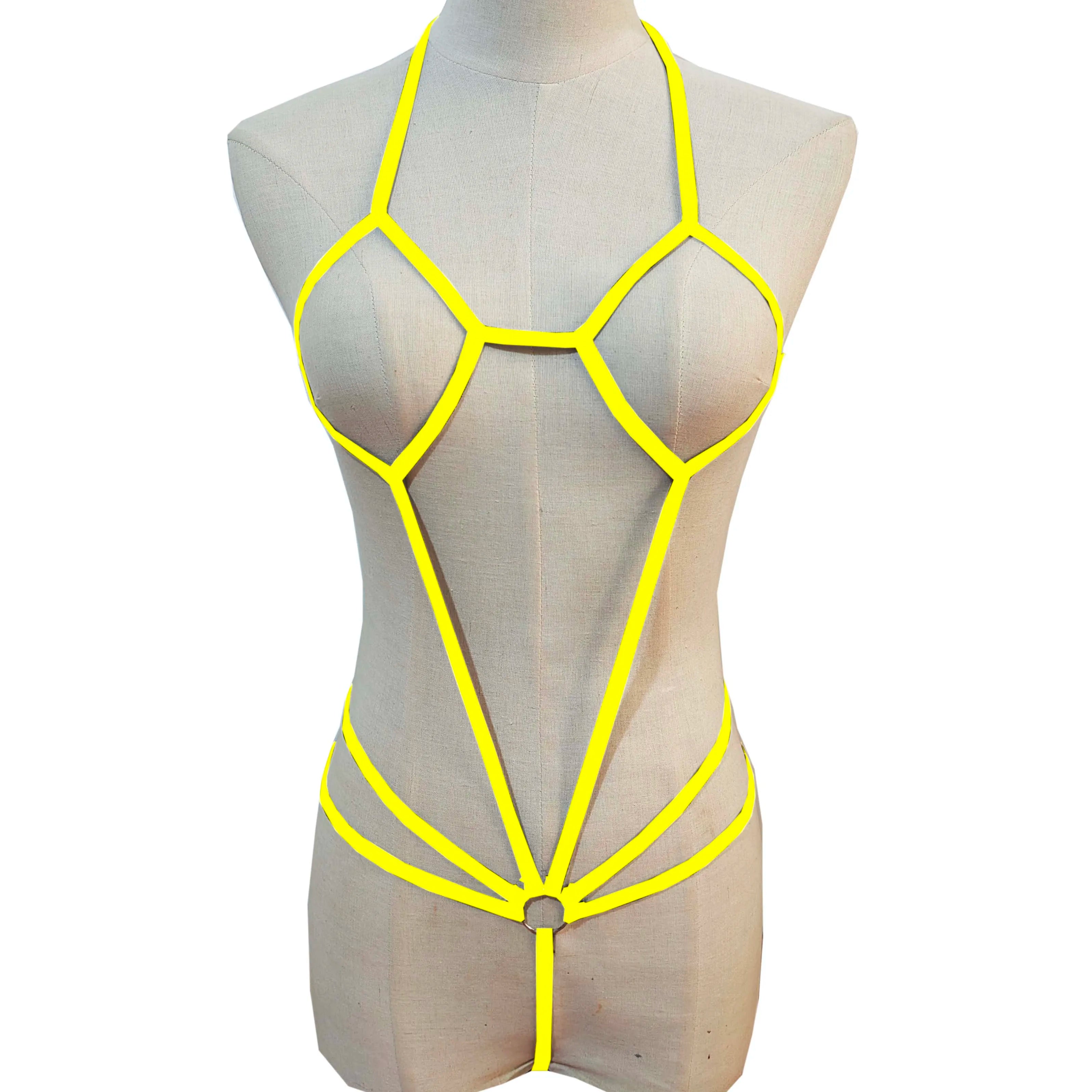 Strapless Mini Bikini Swimwear Set Hollow out Detail Three-Point Lingerie Cross-Border Nightgown with Bowtie